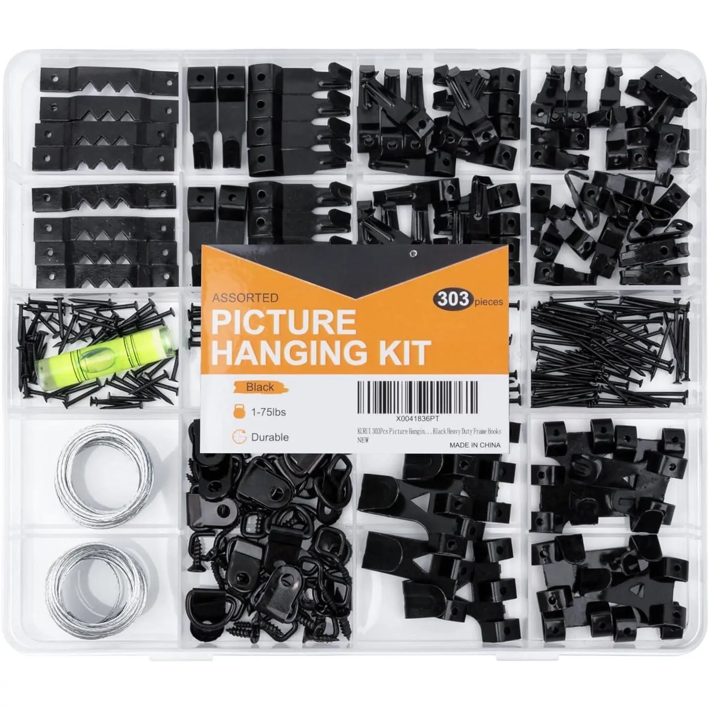 303 count Picture Hangers for Wall Art Decor Tapestry, Picture  Kit With Heavy Duty Wall Hooks, Sawtooth, Picture Wire, D Rings, Hardware Nails, Eye Hooks, Black Frame Hooks for Drywall