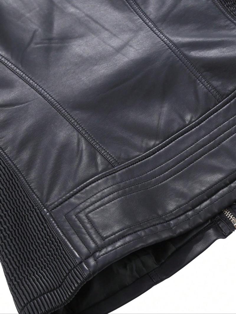 Women's PU Leather Motorcycle Jacket, Casual Fitted Design, All-Season Wear, Perfect for Commuting & Street Style