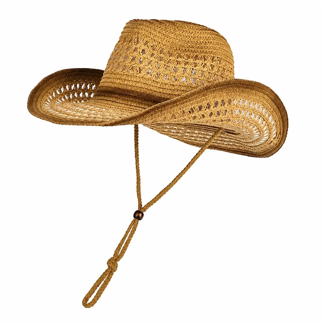 Women's Breathable Natural Straw Wide-Brim Cowboy Hat - Retro Boho Western Design with Vintage Ethnic Embellishments, Lightweight, UPF Protection, Hats for Women for Music Festivals, Beach Outings