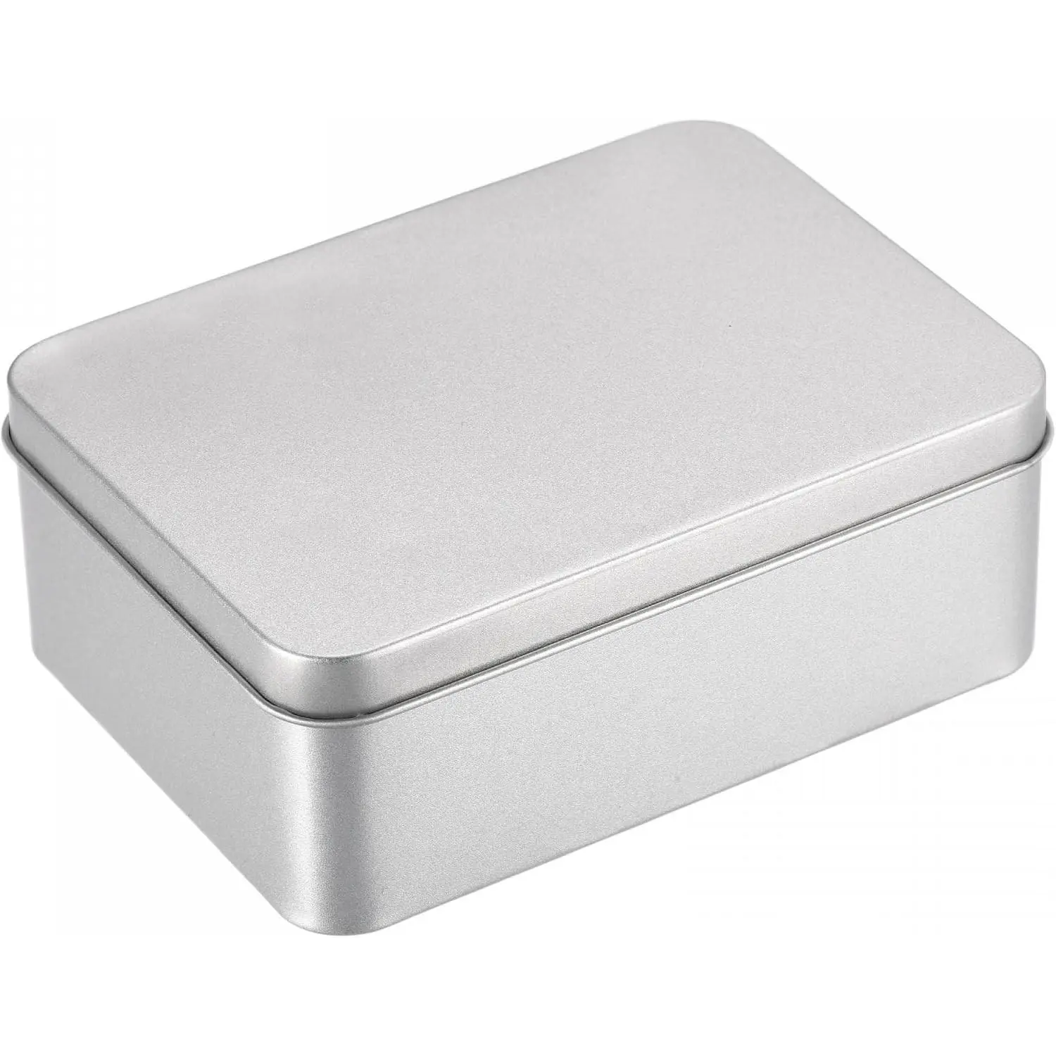 Metal Tin Box, 4.92" x 3.54" x 1.89" Rectangular Empty Tinplate Containers with Lids, Silver Tone, for Home Organizer, Candles, Gifts, Car Keys, Crafts StorageGift