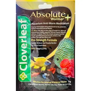 (5g) Fish Wormer Powder, Rapidly Reduces Gut Parasite Burden, Aquarium Anti-wormer Effective Against flukes, Worms, parasites and Fish lice, Works on Internal and External parasites