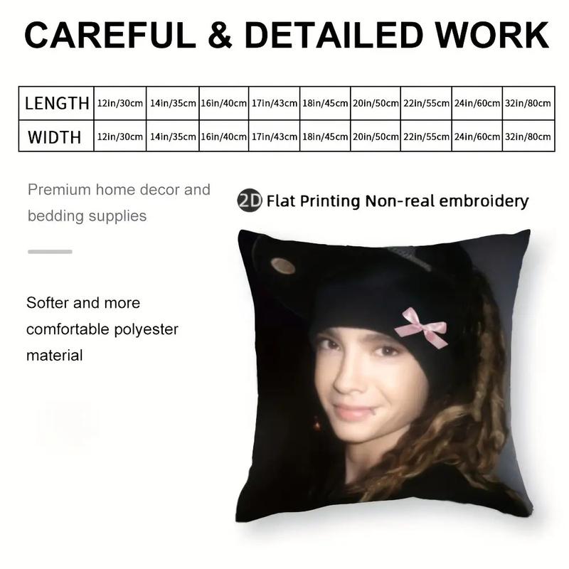 1-PC Tokio Hotel Pillowcase with Zipper Closure, Cushion Cover for Sofas and Bedrooms (Insert Not Included), Decorative Pillowcase |   Anime Character Decor |   Zippered Pillowcase, Room Decor, Perfect for Christmas