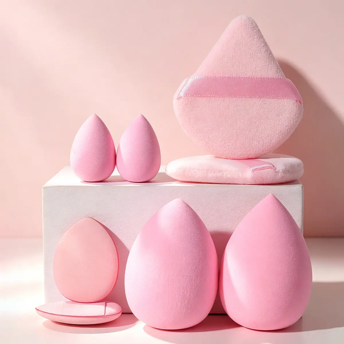 8 Piece Makeup Sponge Set, Multi-Size Teardrop Foundation Sponge, Triangle Fluffy Powder Puff, Dry Wet Use, Suitable for Base, Concealer, Setting Powder