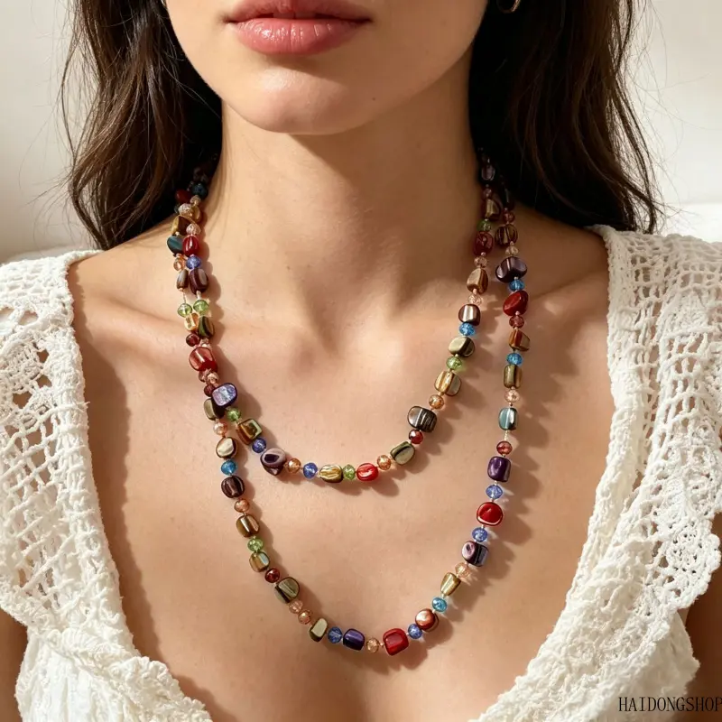 Bohemian Beach Viral Overseas Purple Coffee Natural Shell Necklace For Women, Coastal Layer Pendant Chain, Earth Tone Indie Accessory For Festival Beach Daily Travel Styling,turquoise,cross,pendant necklace