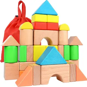 Large Wooden Building Blocks Set - Educational Preschool Stacking Toys with Storage Bag, Toddler Gifts for Boys Girls Ages 3+fidget toys