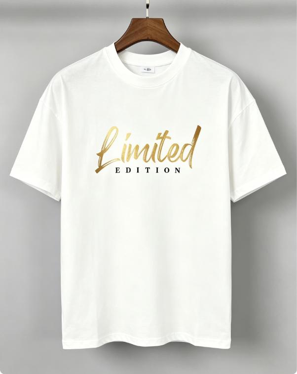 Men's "Limited Edition" Geometric Graphic Tee, Cotton Crew Neck Lightweight Regular Fit, Plus Size Casual Top