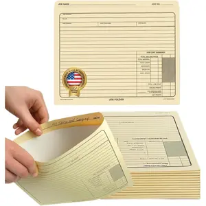 Job Folders Manila File Jacket 10” x 12” Heavy Duty Preprinted to Track Job Progress, Calculate Cost and Customer Correspondences, 50 Folders