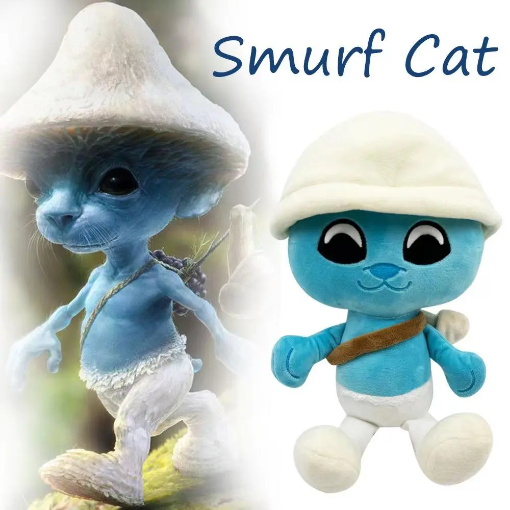 Russian anime peripheral cute Smurf Cat plush Doll pillow toy room decoration ornament gift
