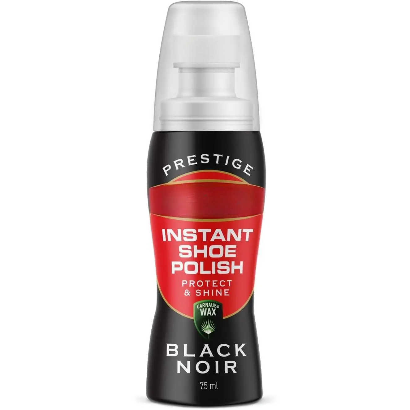 Prestige Liquid Shoe Polish Black with Carnauba Wax 2.5 FL. OZ |  Shine and Protect for Shoes, Boots, Bags | 75ml Bottle with Sponge
