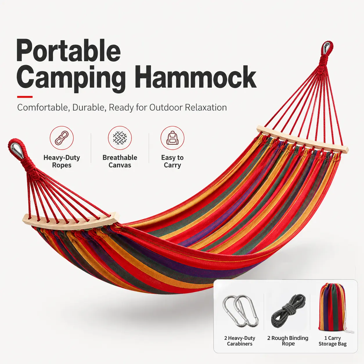 Durable Hammock - Anti-Tip Unisex Portable Foldable Outdoor Swing Chair, Safe Backyard Lounger for Adults, Travel Gift for Outdoor Relaxation