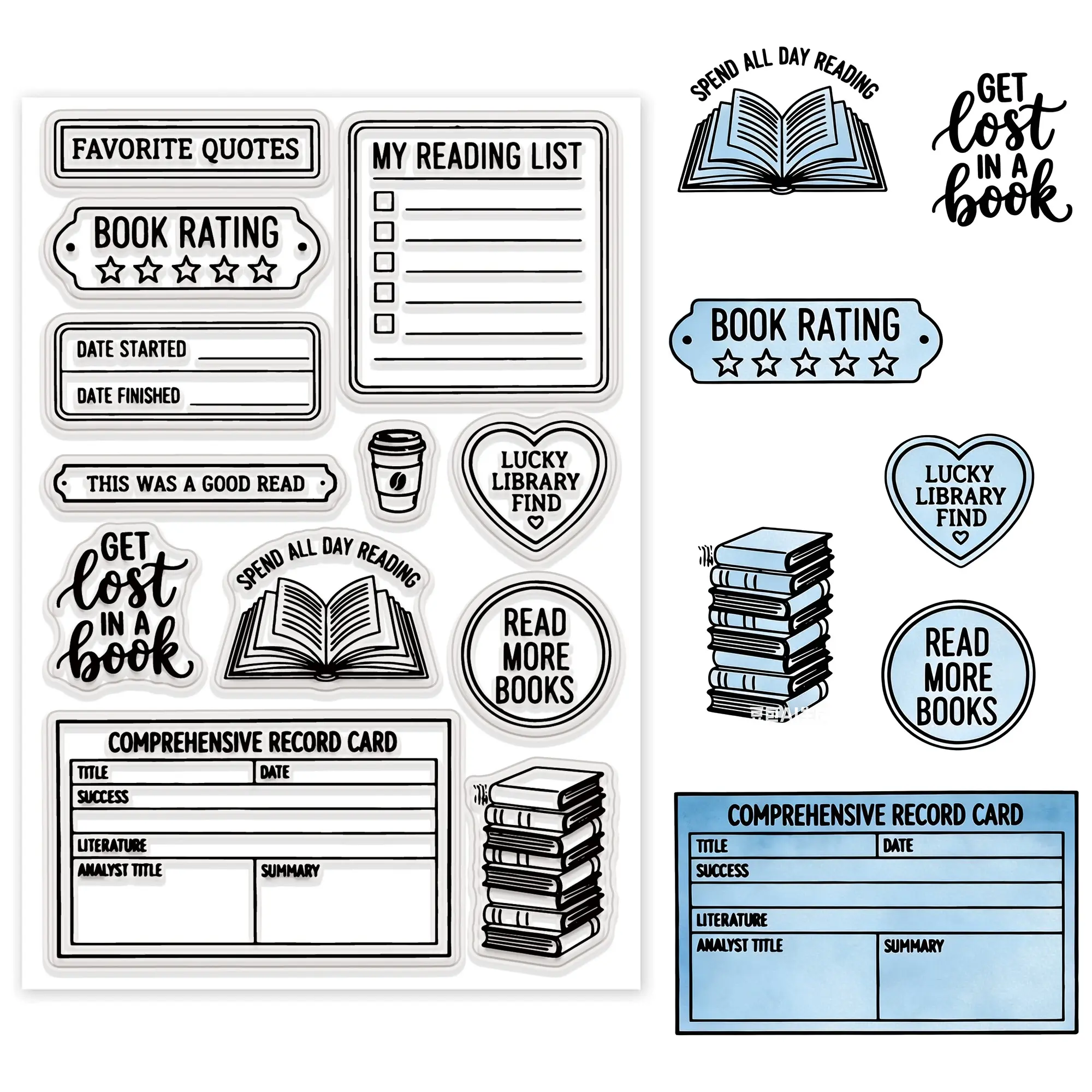 Transparent Stamps for Reading Lists and Book Reviews, Clear Stamps for Diaries and Scrapbooks, DIY Craft Supplies for Holiday Cards
