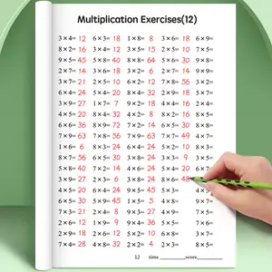 A workbook designed for children to practice math problems, focusing on the nine-nine multiplication in multiplication and division. This sturdy handwritten math book is designed to enhance computational skills and promote critical thinking