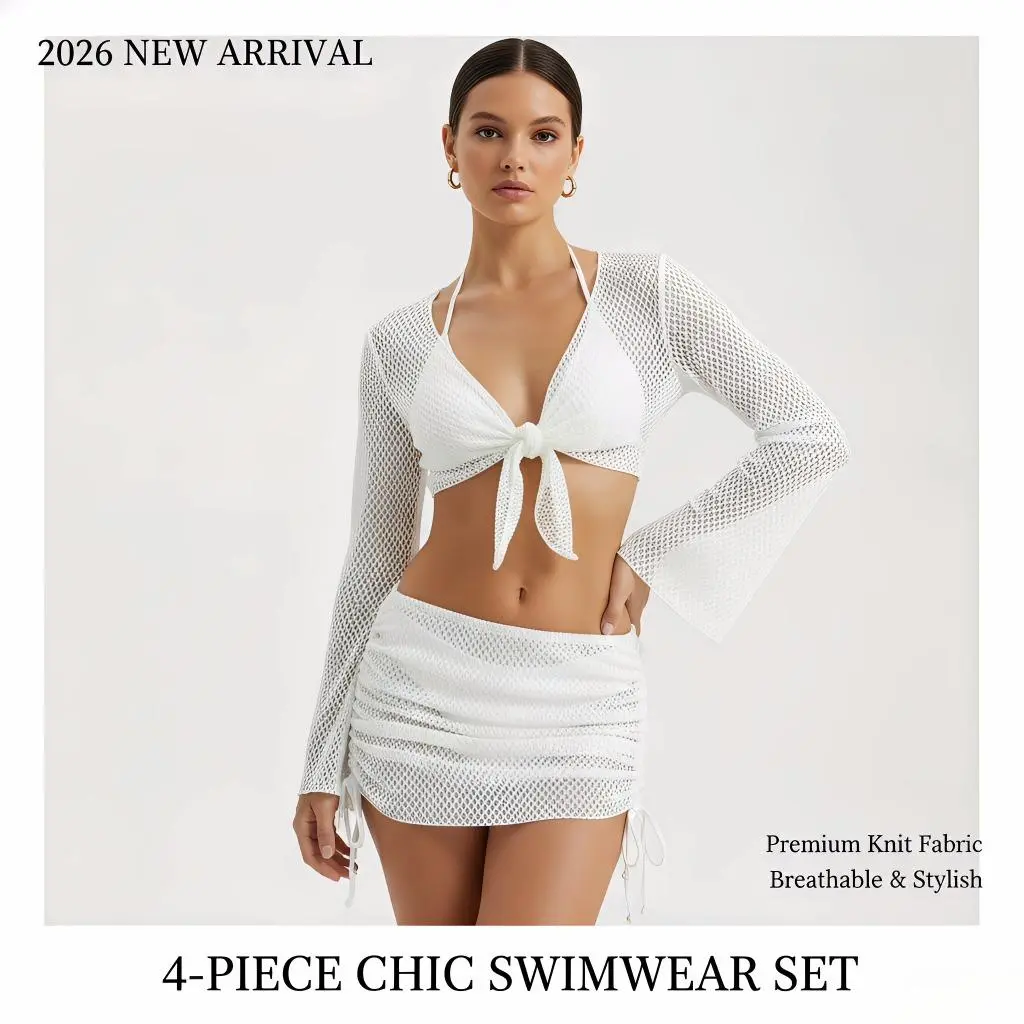 2026 new bikini women's European and American swimwear sexy split 4 four-piece swimsuit beach seaside summer