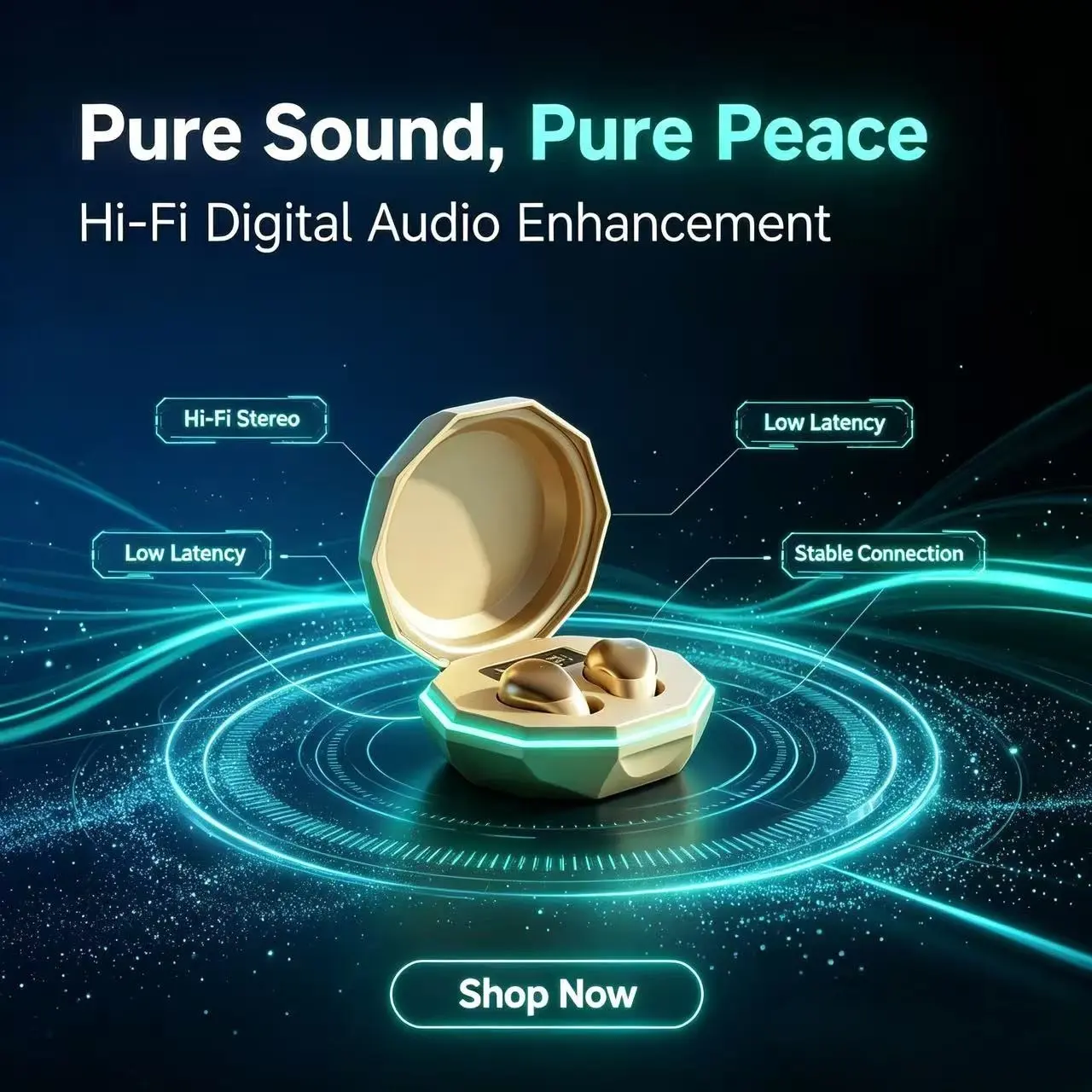 True Wireless Headset K30, Wireless Earphones, Clip-On Retractable, Ultra Portable, Bluetooth-compatible, USB PD Charging, Ideal Gift for Office Workers, Drivers, Christmas