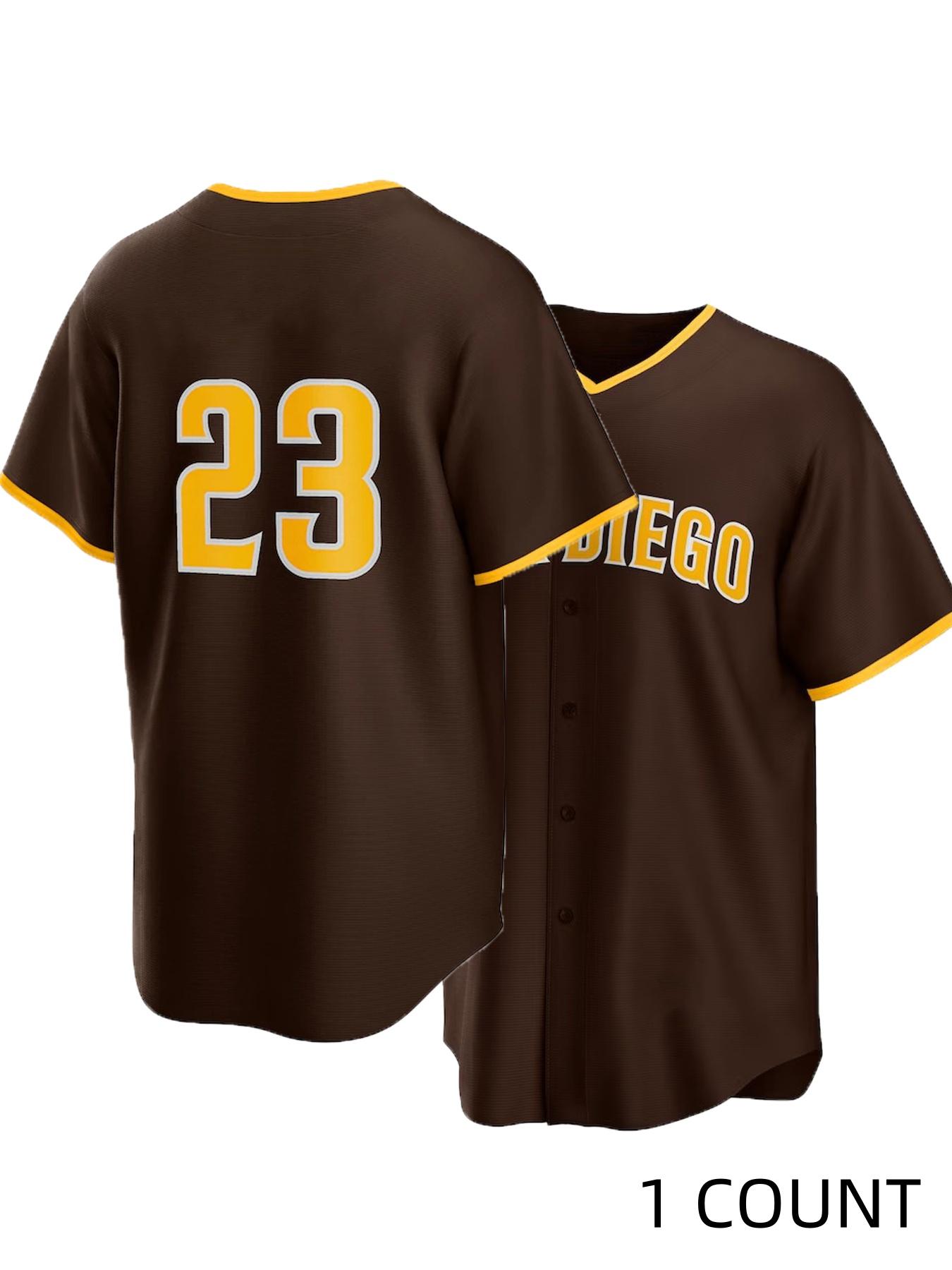 Men's Baseball Jersey, Breathable V Neck Short Sleeve Embroidered Baseball Top, Retro Letter Design for Training, Competition, and Casual Wear, Jersey Tee, Athletic Apparel