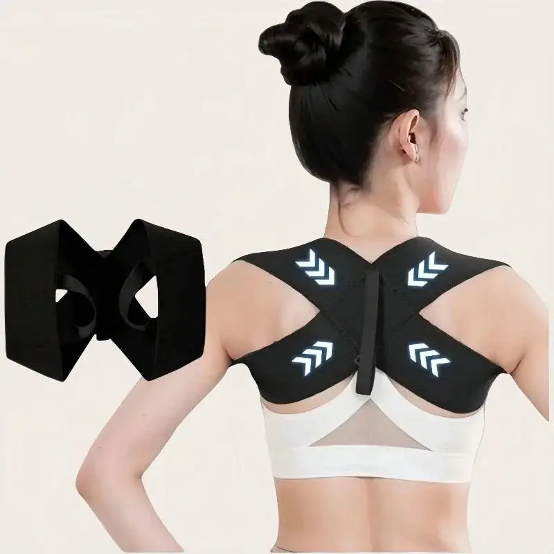 Adjustable Posture Corrector - Upper Back Aid with Clavicle Spine Support, Breathable Nylon Brace Strap for Sports & Outdoor Use, Black, Single Brace, Support Strap, No, Clavicle Support