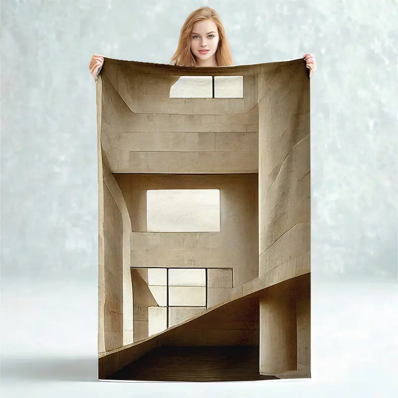 [2D flat] Creative design simple style print exquisite blanket with the play of light and shadow inside concrete buildings, suitable for napping blanket, an awesome Christmas gift/New Year gift/Valentine's Day gift
