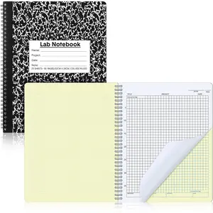 1 Pack Carbonless Lab Notebook Carbon Copy, 8.5'' x 11'', 25 Sets of Pages (50 Pages Total), Science Grid Coil Binding Lab Notebook for Engineering Chemistry Computation (Black and White)