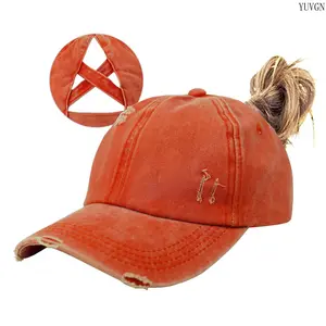 Women Baseball Cap, High Messy Bun Ponycap Trending Style, Criss Cross Mesh Ponytail Trucker Hat, Adjustable Breathable Stylish Hat, Ideal for Gym Running Travel Beach Casual Daily Outdoor Activities