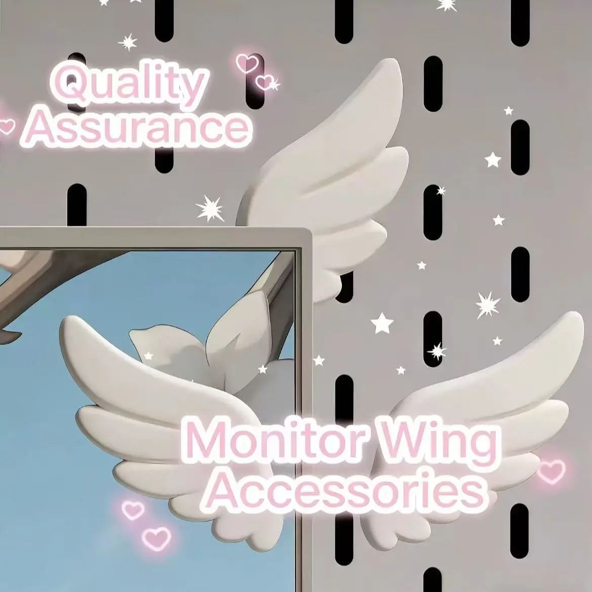 Angel Wings Screen Decoration for Monitor TV Car Display Aesthetic Desk Setup Cute Room Decor Angel Wing Design Interior Decoration Accessories Creative Home Decor Decorative Piece Decoration Kawaii Display Decor Interior Ornaments