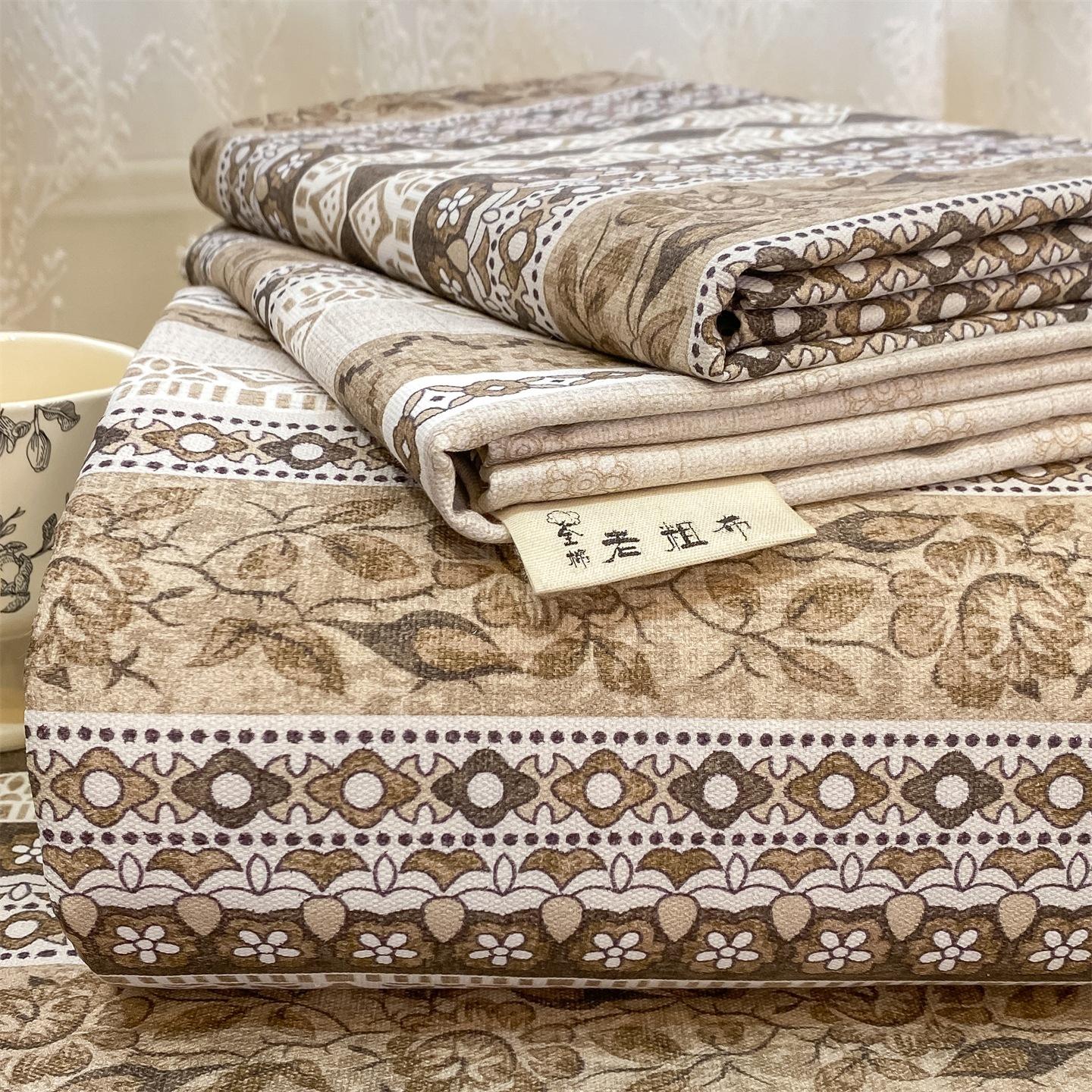 All-Cotton Fine-Weave Rustic Skin-Friendly Bed Sheet Cotton-Linen Cooling Mat Summer Pure Cotton 3-Piece Bedding Set for Dormitory