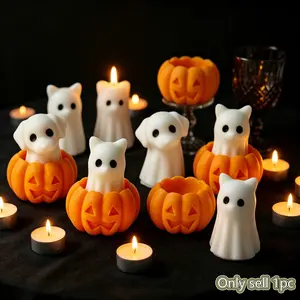 1pc Halloween Ghost Puppy Candle, Practical Small Gift, Creative Atmosphere Pumpkin Ghost Puppy Scented Candle, Perfect Handmade Gift