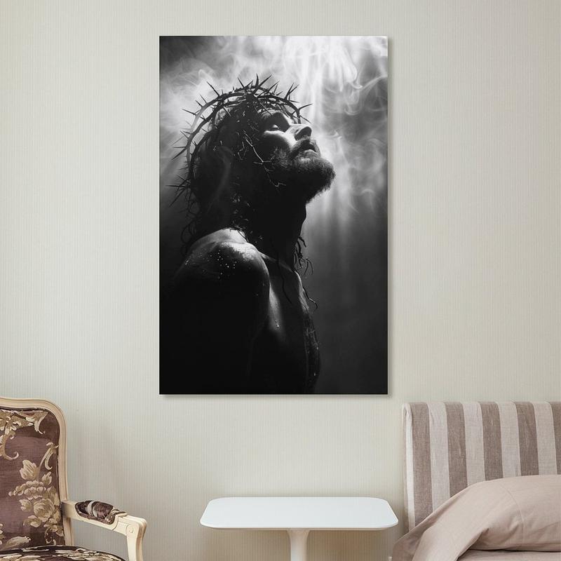 Jesus Christ Portrait Canvas Print Religious Wall Art Bible Print Spiritual Canvas Living Room Decor Canvas Print
