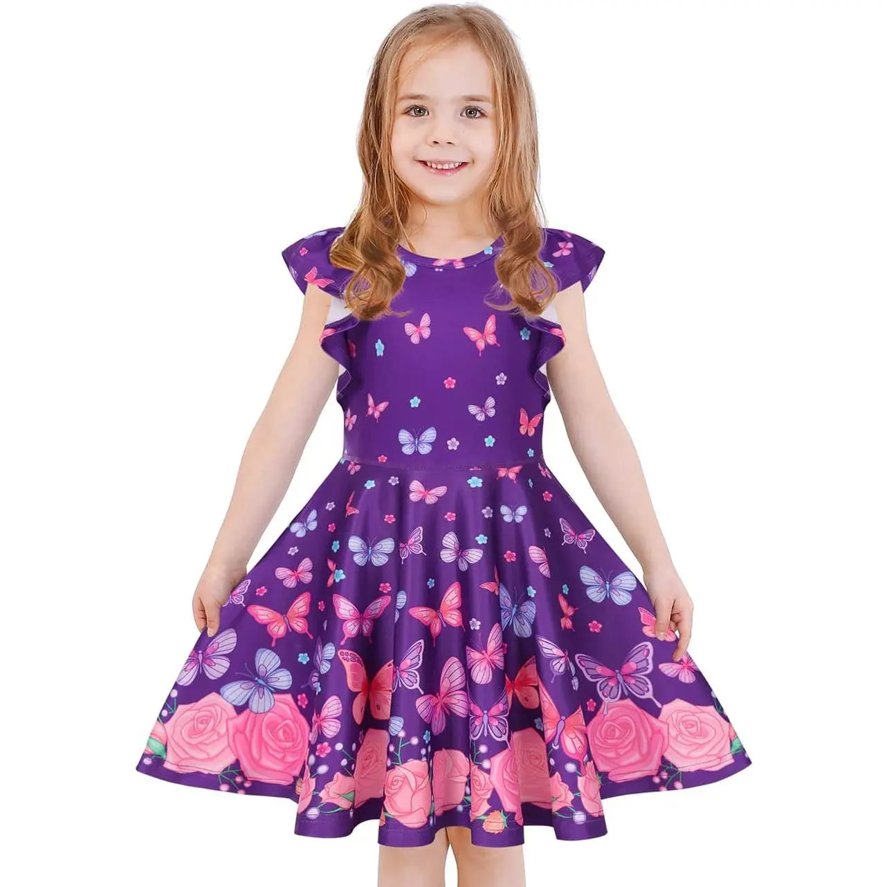 Girls Unicorn Dress, Mermaid Twirly Princess Dress for Girls Ages 2-9, Stretchy Casual Playwear Dress for Birthday & Dance