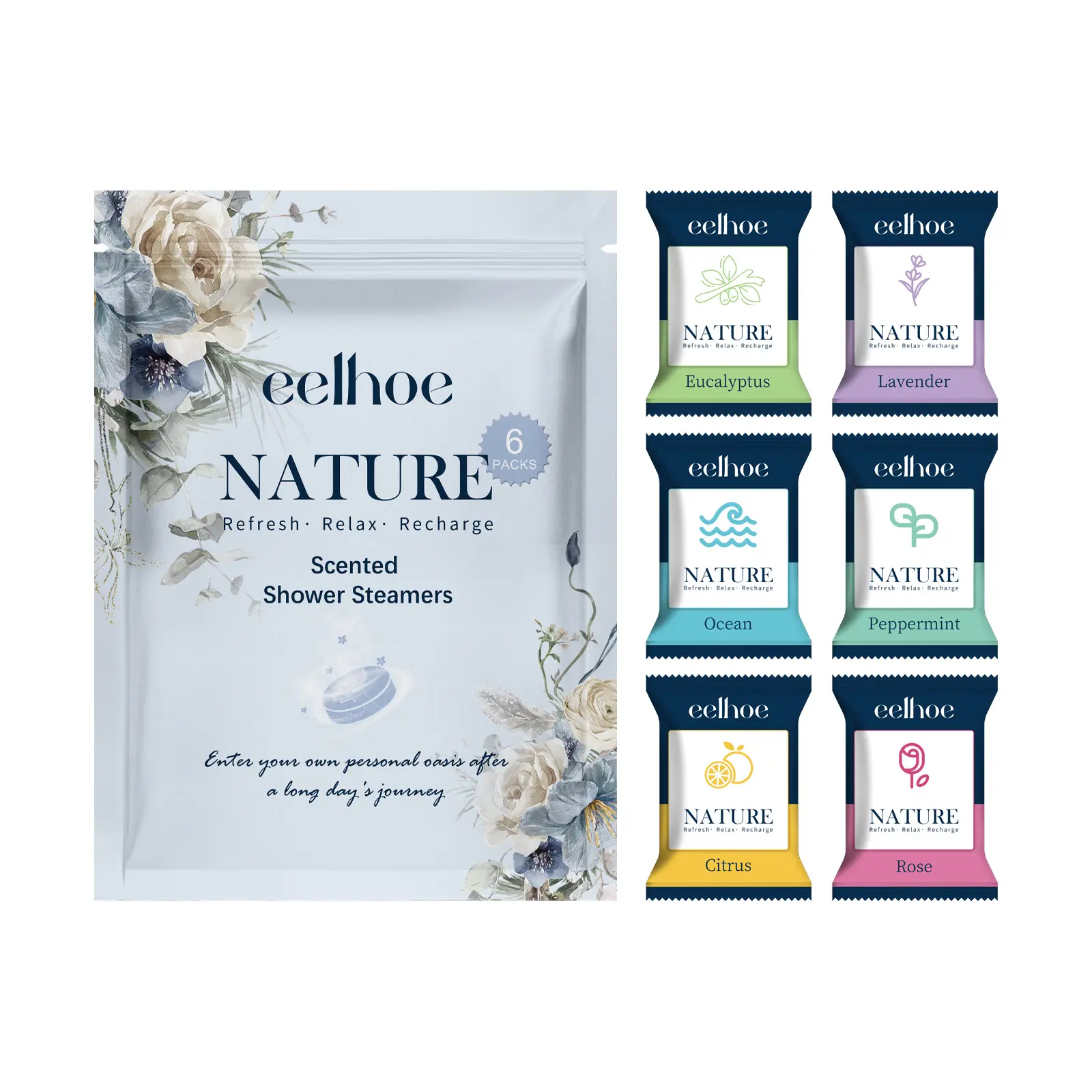 EELHOE Natural Shower Cleansing Tablet with Extracts Blend, Deep Cleansing, Moisturizing, Skin-Refreshing, Easy to Hang or Place via Simple Method for Bath & Shower Use