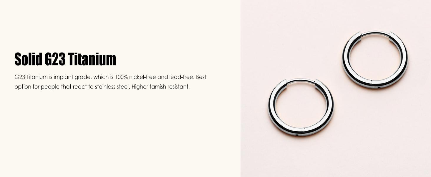 MILACOLATO G23 Solid Titanium Hoop Earrings Implant Grade Hypollergenic Small Huggie Hoop Earrings Hinged Sleeper Cartilage Earrings for Women Men8mm 10mm 12mm