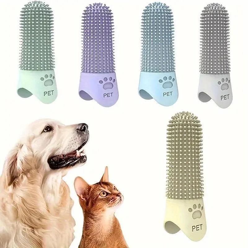 360° Clean Soft Silicone Pet Finger Toothbrush, Durable Oral Care Tool for Dogs & Cats of All Breeds