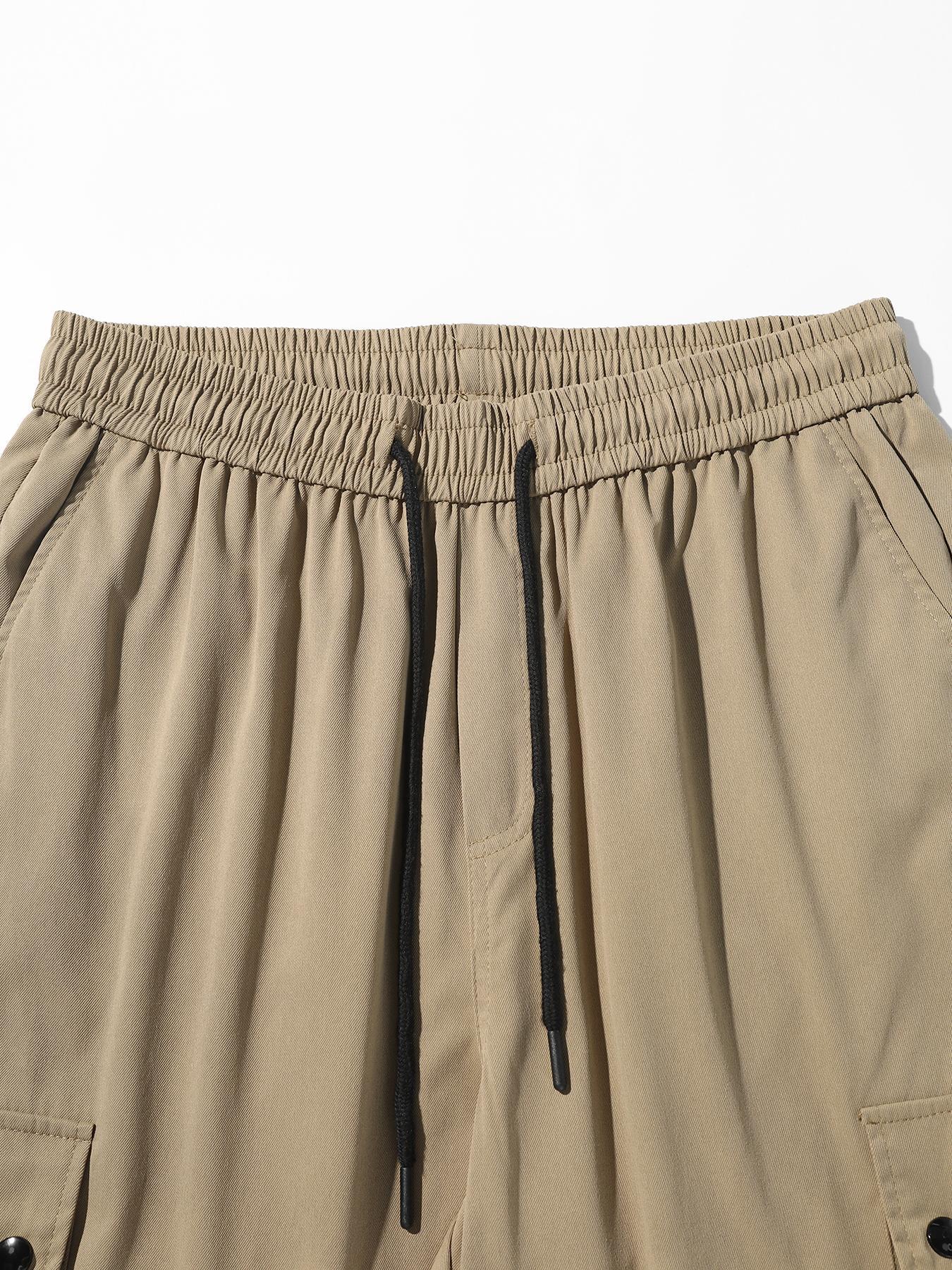 Men's Camo Print Drawstring Waist Cargo Pants, Regular Fit Street Fashion Pocket Split Hem Trousers, Men's Bottoms for All Seasons Daily Wear