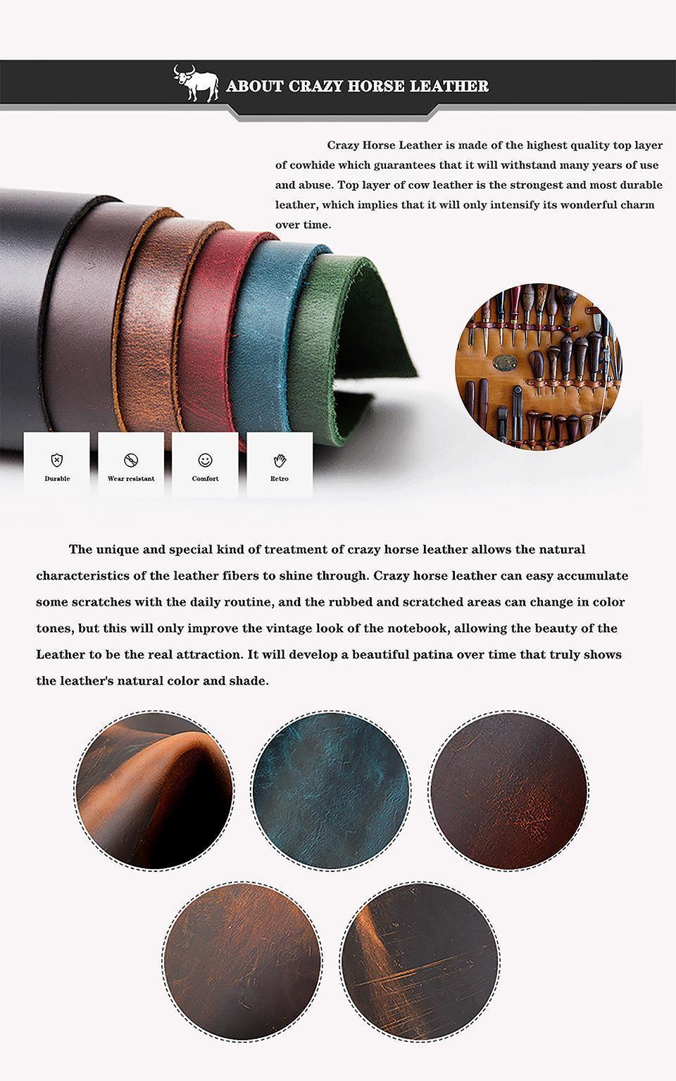 AIGUONIU Leather Notebook Handmade Vintage Cowhide Diary Passport Size TN Travel Notebook Cover Journal Sketchbook Planner