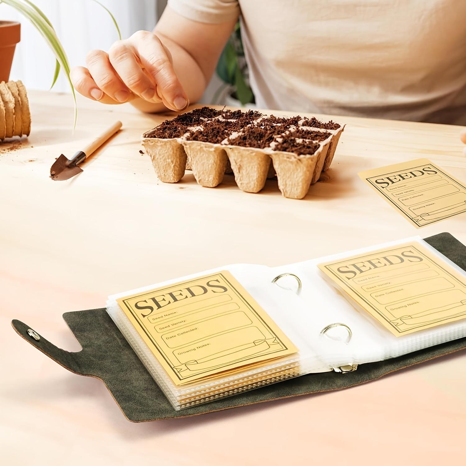 Seed Organizer Binder with 50pcs Seed Envelopes, Garden Seeds Storage Organizer, Seed Packet Organizer, Seed Saver