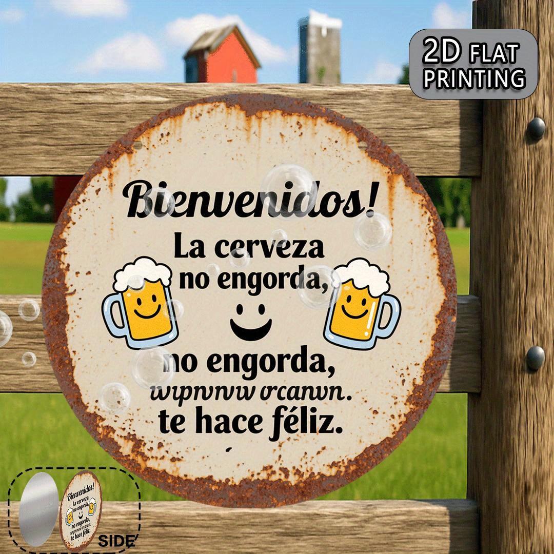 Welcome to Drink – "Beer Brings You Joy" Vintage Metal Sign – Decorative Plaque & Humorous Gift – Aluminum 7.9x7.9 Inches – Creative Gift for Friends & Party Decoration