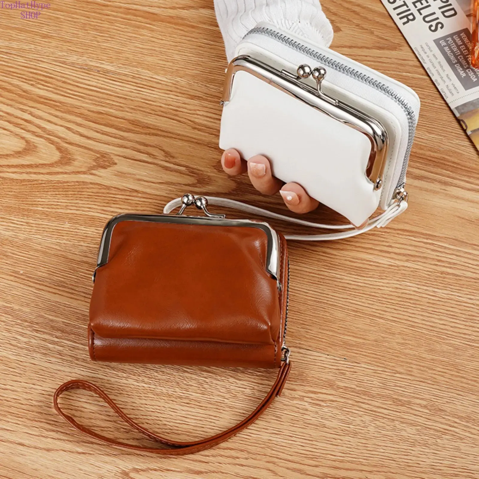 Vintage Envelope Clutch for Women, Lightweight Multi-Function Wallet with Kiss Lock and Zip, Elegant for Parties & Casual Use, Double Zipper Purse, Party‑Ready Clutch