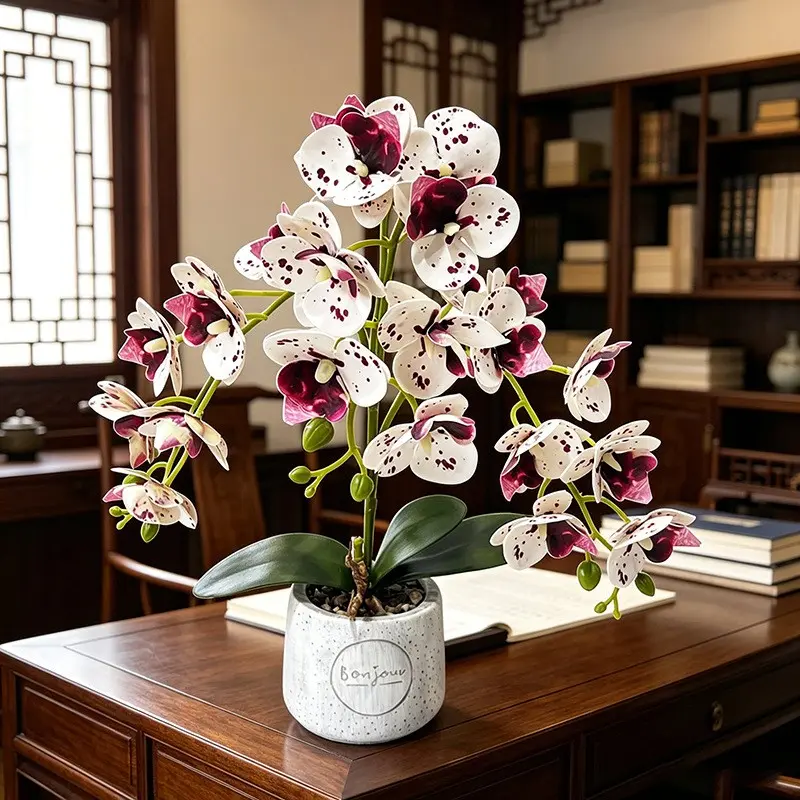 27 Pcs Artificial Orchid Flowers, Creative Desktop Decor, Indoor Outdoor Greenery, Luxury Lucky Plant, Home Office Store Decoration