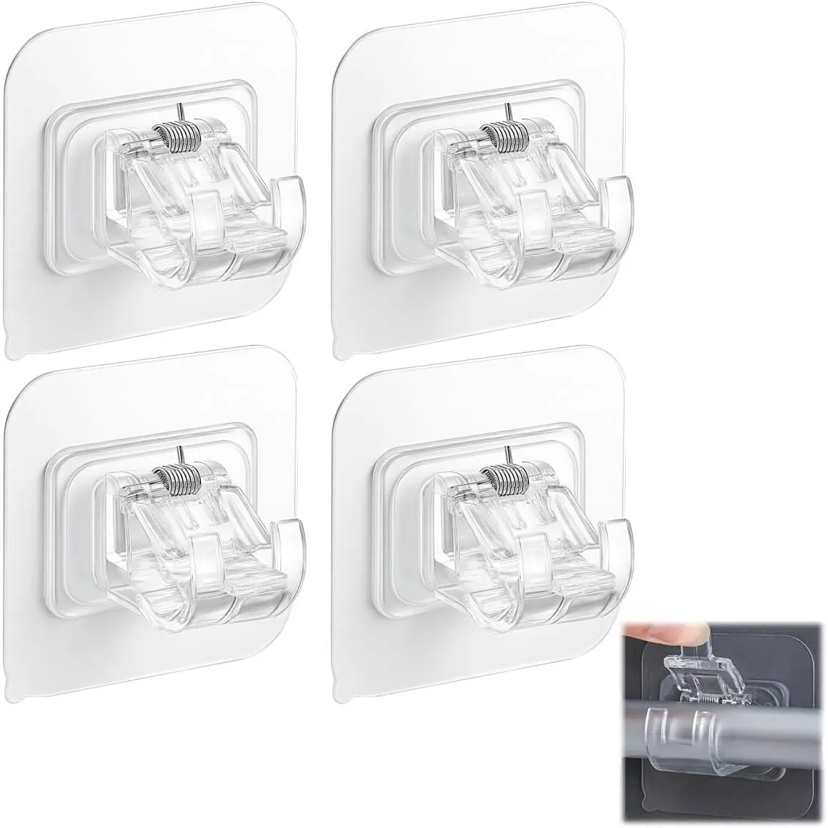 No-Drill Self-Adhesive Curtain Rod Brackets, Adjustable Nail-Free Wall Hooks, Multi-Use Drapery & Towel Holder for Home Bathroom Hotel