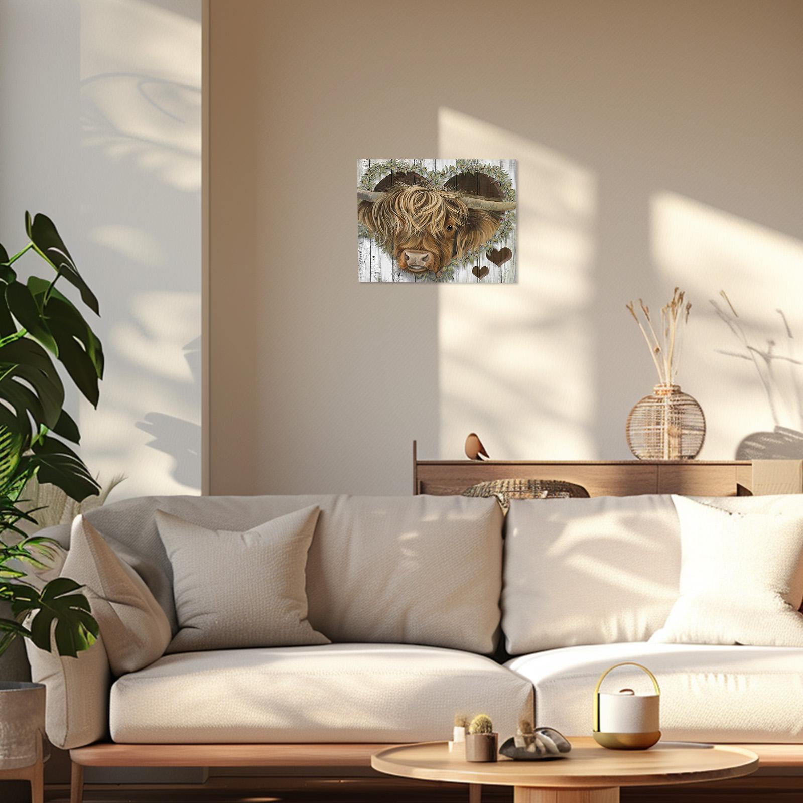 Highland Cow Pattern DIY Painting by Numbers Kit without Frame, DIY Paint by Numbers, Wall Art Decor for Home Living Room Bedroom