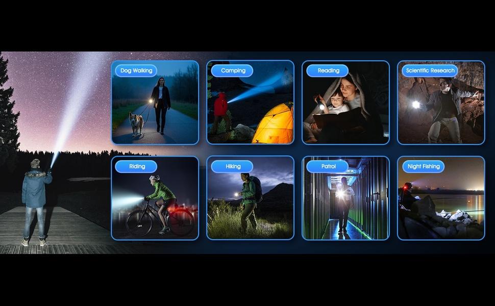 Rechargeable Flashlights High Lumens,LED Rechargeable Flash Light, Zoomable IPX7 Waterproof, 2-in-1 High Lumens, Power Bank and Digital Display, for Outdoor,Camping,Emergency Multi-Scenario(1pcs)