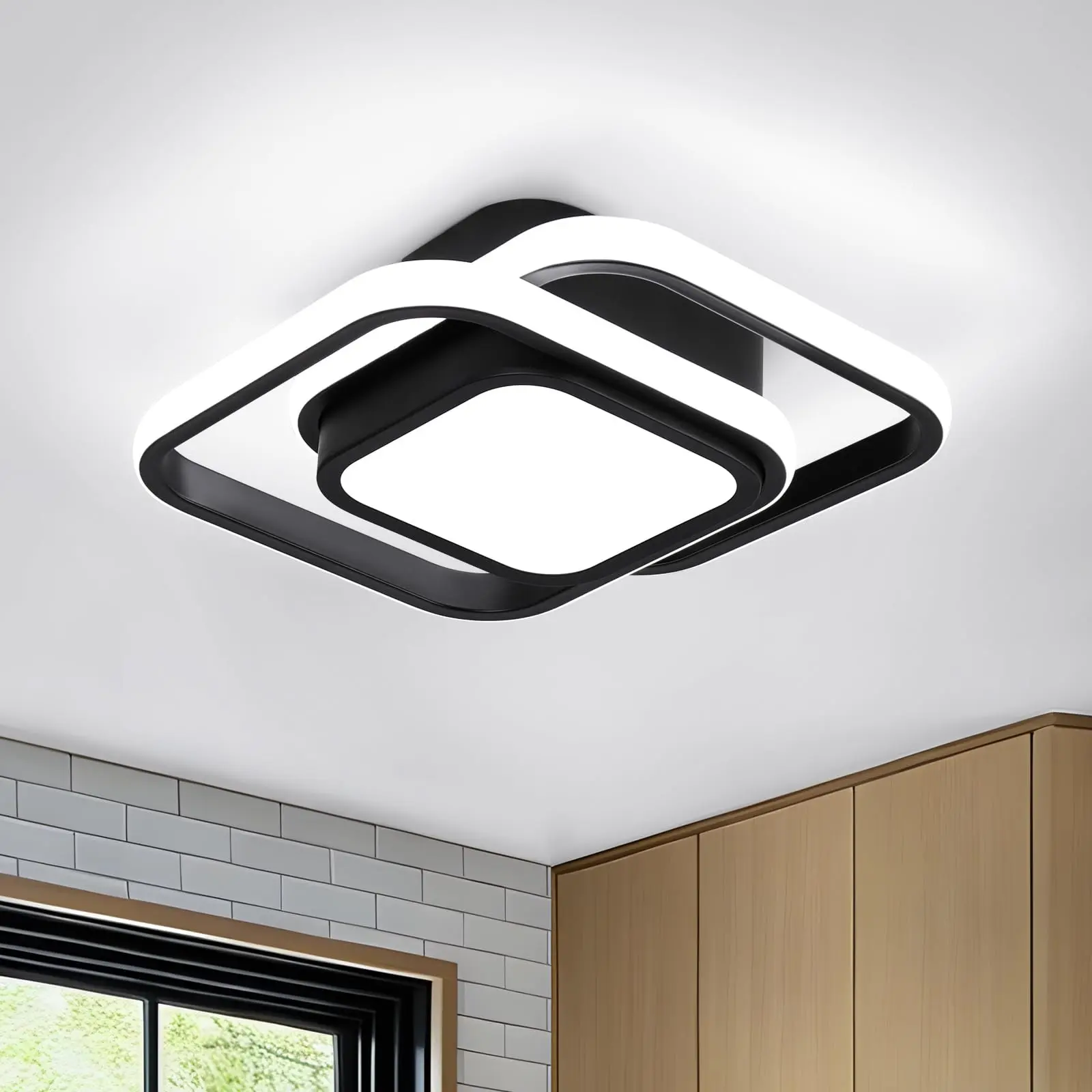 Modern Square Ceiling Light, LED Pendant Lamp, Creative Design, Portable Lighting, Suitable for Entryway, Balcony, Bedroom, Study, Hallway, RV
