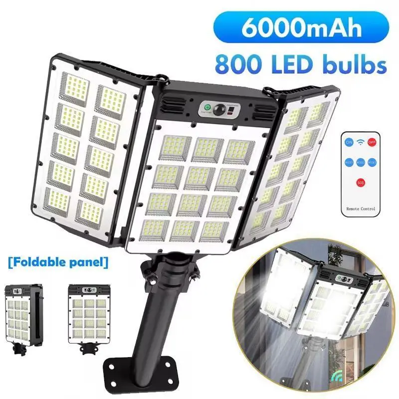 Solar Street Light, 6000mAh 800LED Motion Sensor Outdoor Lights with Remote Control, IP66 Waterproof Adjustable Flood Lights Outdoor for Yard, Garden and Pathway#DealsForYouDays
