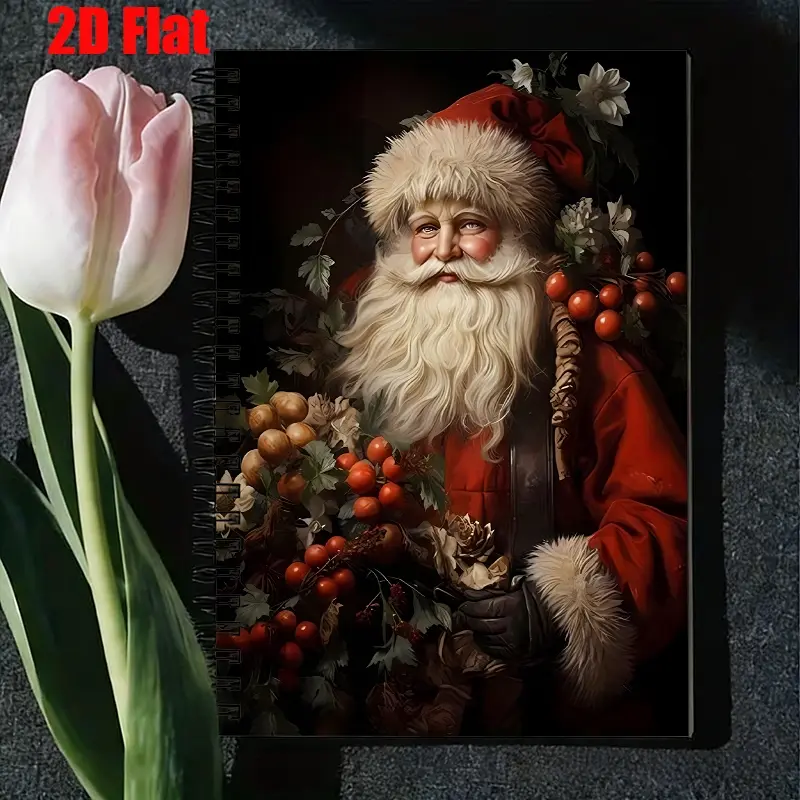 1 Christmas Santa Claus Spiral Notebook, 5.7x8.26 inch, Festive Design, High-quality Lined Pages, Durable Binding, Xmas Gift Exchange, Holiday Journal, New Year Planning, Christmas Party Favor, Kids Writing Notebook, Holiday Memories Recorder, Sa
