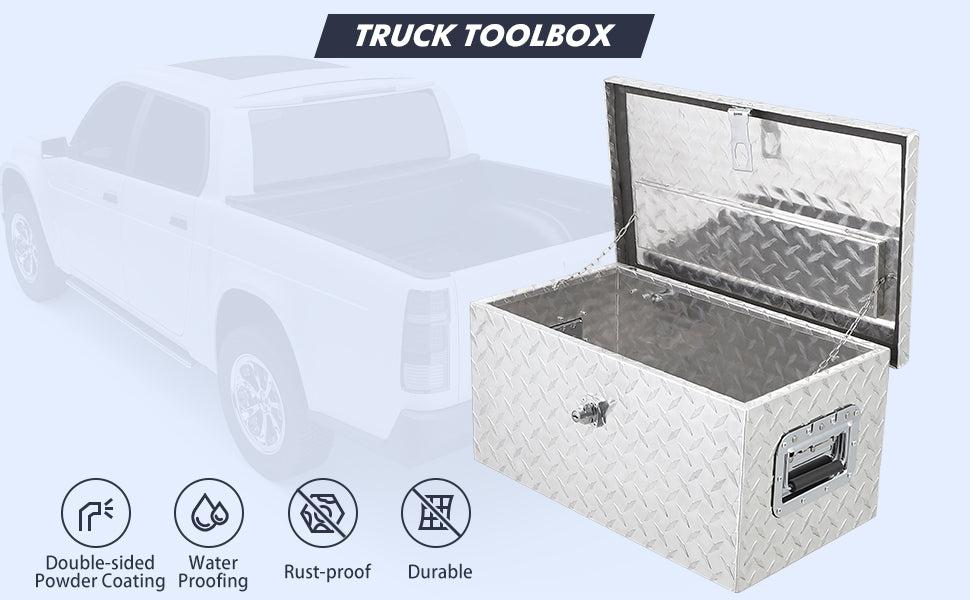 GARVEE 20 Inch Heavy Duty Aluminum Tool Box with Lock and Keys, Waterproof Storage Organizer for Truck Bed, RV, and Van, Features Sliding Shelf and Side Handle for Easy Access and Durability. GARVEE 20 Inch Heavy Duty Aluminum Tool Box with Lock and Keys, Waterproof Storage Organizer for Truck Bed, RV, and Van, Features Sliding Shelf and Side Handle for Easy Access and Durability.