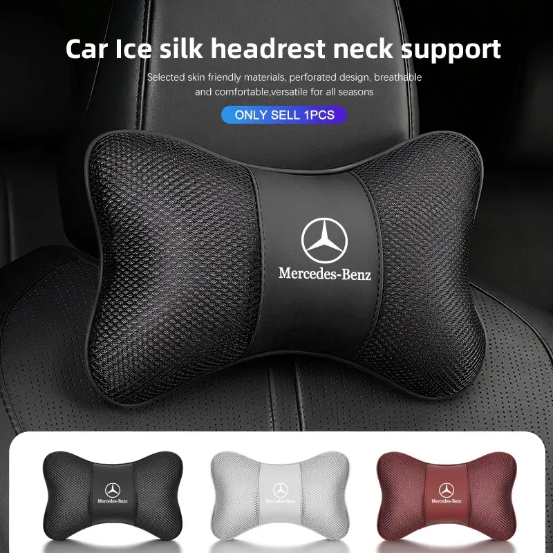 Ice Silk Car Seat Headrest Neck Pillow For Mercedes Benz C/A/S/G/E-Class AMG GLC GLE Maybach GLB GLS GLA Vito CLE CLA V-Class EQ Series