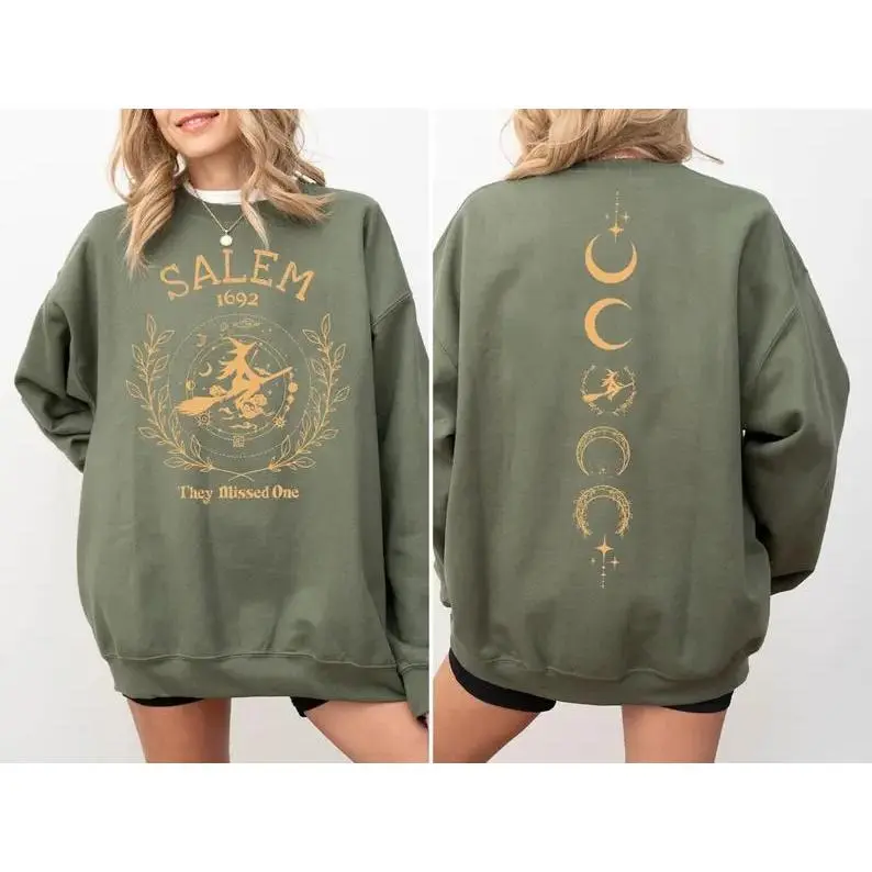 Salem They Missed One Sweatshirt (2 Sides) ,Halloween Witch Sweatshirt, Salem Witch Shirt, Salem 1692 Shirt, Trendy Graphic Sweater