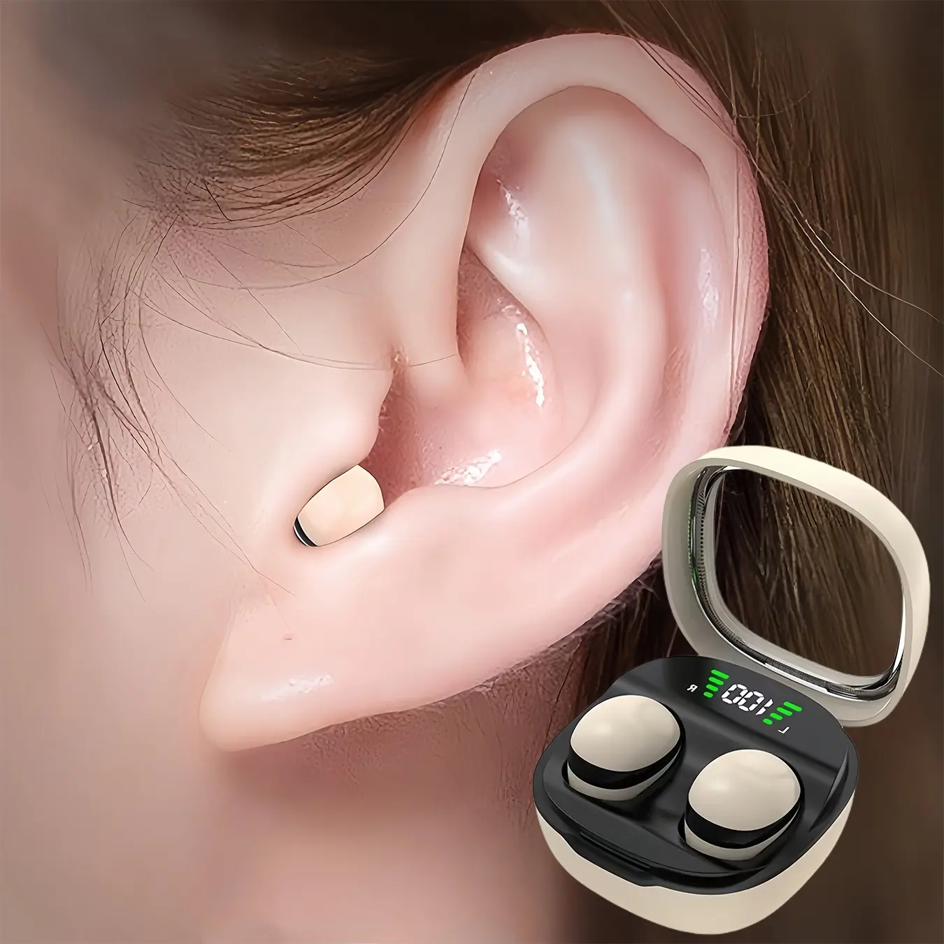 Phantom Mini True Wireless Earbuds, Ultra-Compact Design, Noise Cancelling, Long Battery Life, Ideal for Work, Class, Sleep, Sports, Travel