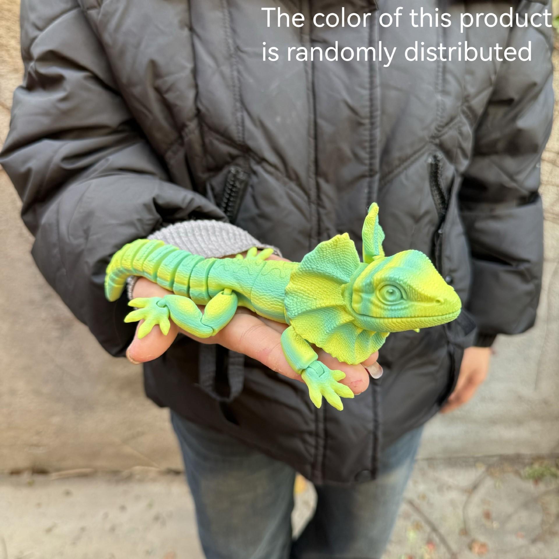 3D Printed Frilled Lizard Toy Articulated Full Body Movable Joints Animal Figurine Birthday Gift