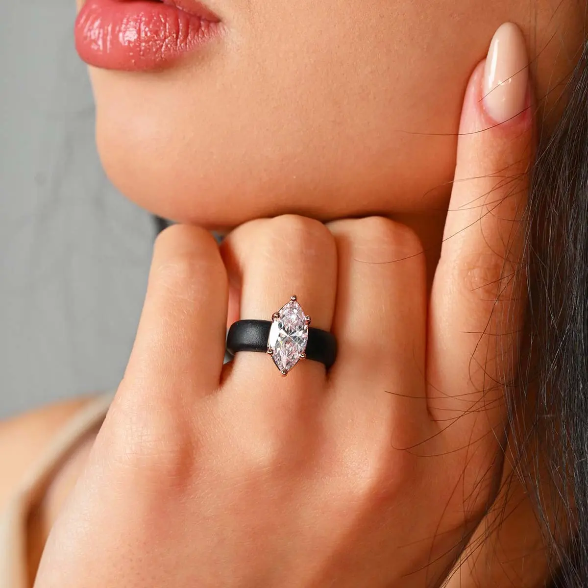 Women's Hypoallergenic Soft Silicone Engagement Ring - Laser-Cut Genuine Cubic Zirconia Band, Comfortable Snug Fit, Ideal for Everyday Wear, Anniversary Gifts for Best Friend, Wedding Ring Alternative for Daily Use, Synthetic, Comfortable And Snug-Fitting