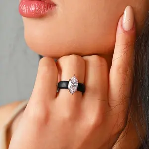 Silicone Engagement Ring with Laser-cut Genuine Cubic Synthetic Zirconia Band Comfortable and Snug-fitting White A Hypoallergenic Soft Silicone Wedding Ring Specially Designed for Women's Daily Wear Travel and Sports